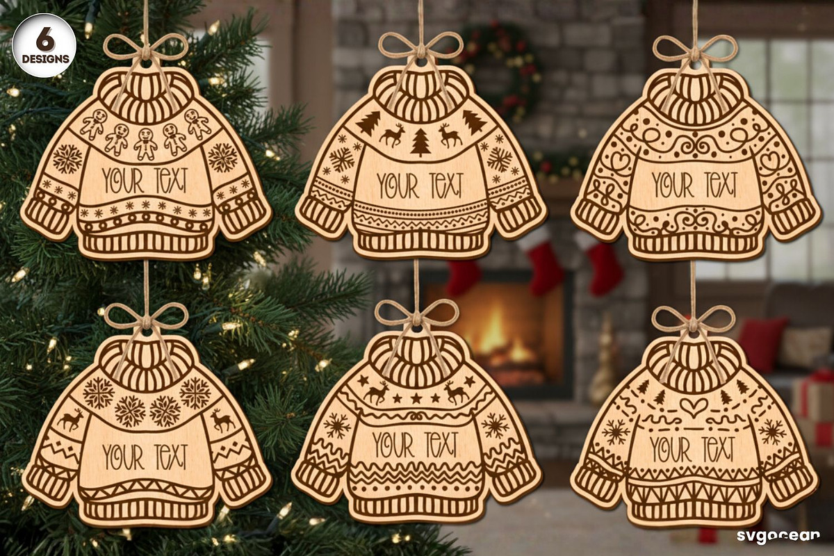 Christmas Sweater Ornaments SVG Bund, a Decorative Illustration by svgocean (Photo 1 of 9)