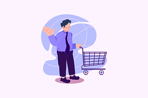 Businessman Carrying a Cart, an Illustration by Ahmad_Studio