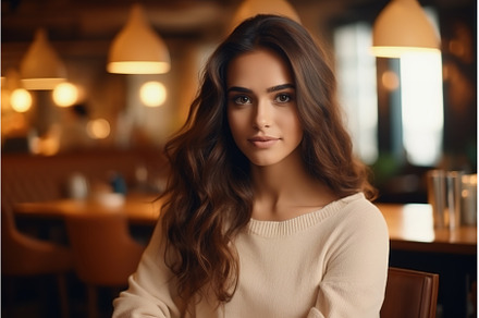 Young Hispanic woman in cafeteria, a Person Photo by Lermont51