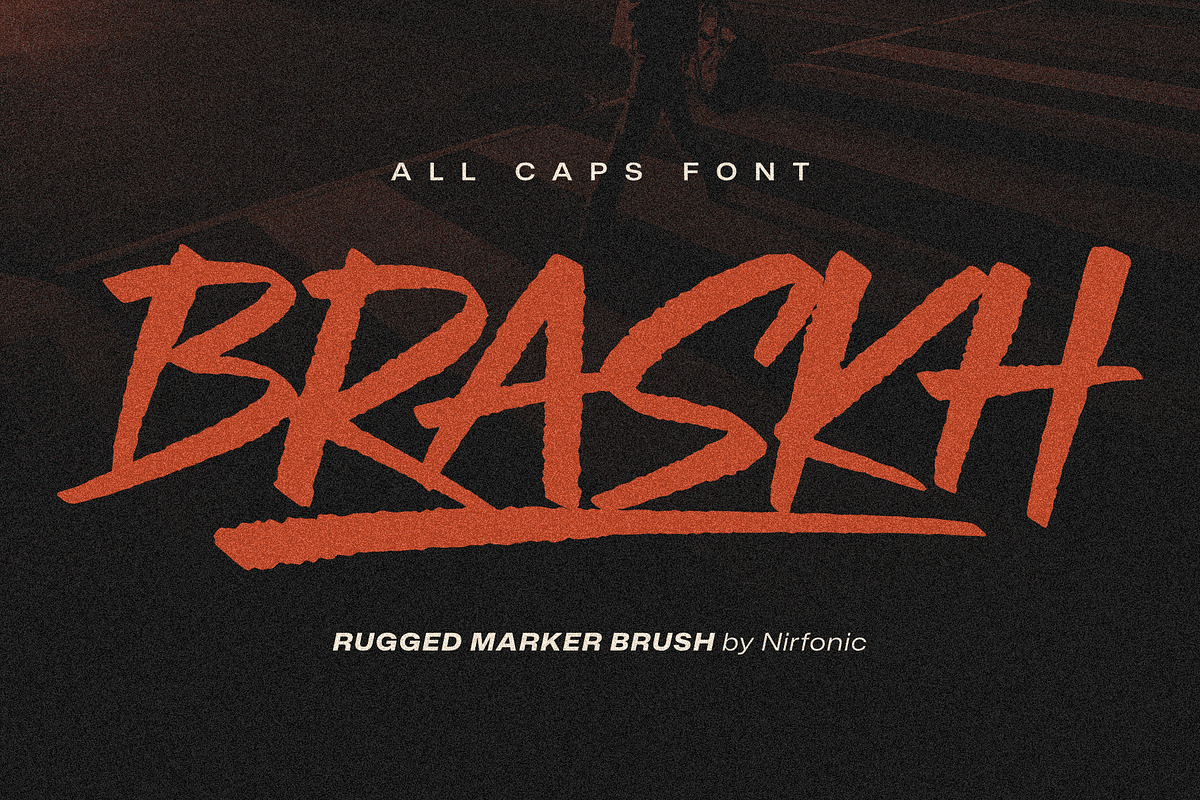 Braskh — Rugged Marker Brush Font, a Handwritten Font by nirfonic (Photo 1 of 3)