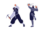Ninja, shinobi, Asian warriors set, a Person Illustration by PaperTrident (Thumbnail 11 of 16)