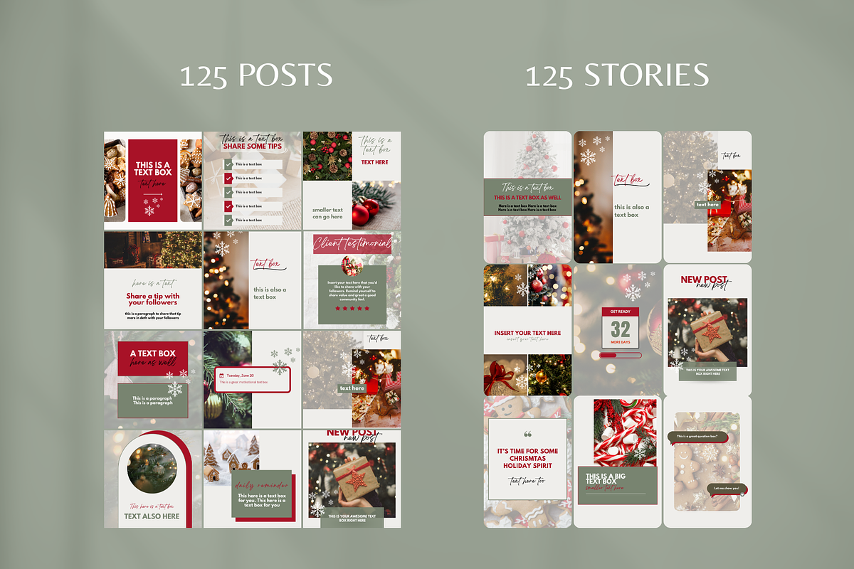 Christmas Instagram Templates, a Social Media Template by SociallyyCreative (Photo 3 of 10)