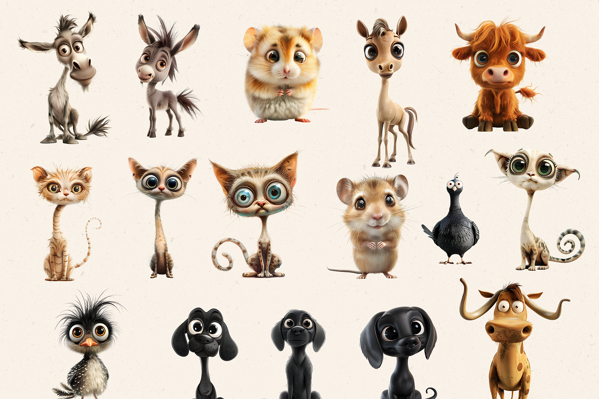QUIRKY FARM ANIMALS CLIPART BUNDLE, an Animal Illustration by Daring Digies (Photo 4 of 10)