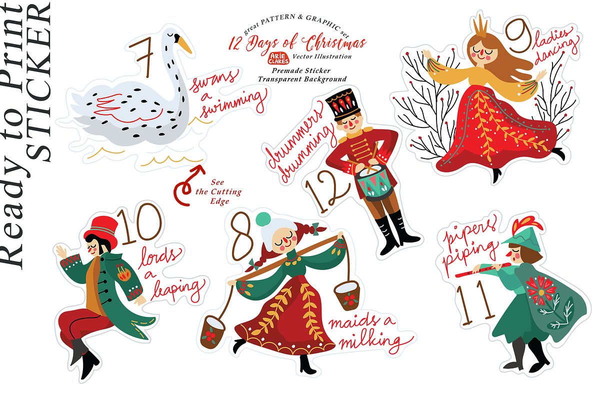12 Days of Christmas Folk Art, a Seasonal Illustration by Arie Clares (Photo 9 of 12)