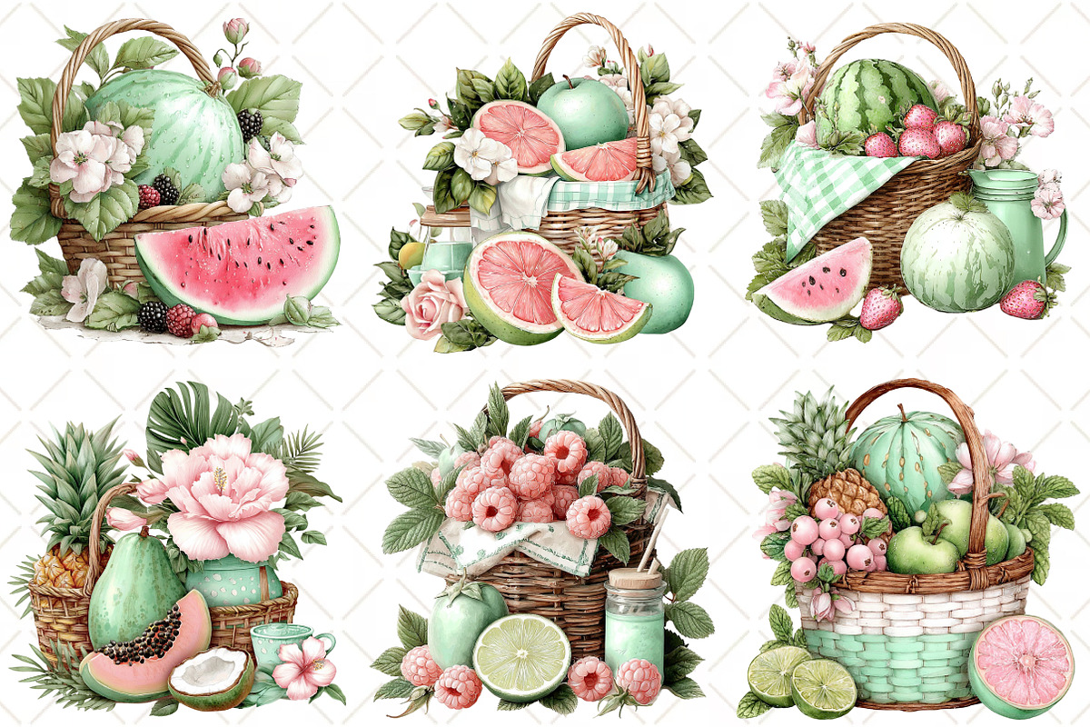 Summer Fruit Basket Clipart, an Illustration by Black Bird Studio (Photo 3 of 5)