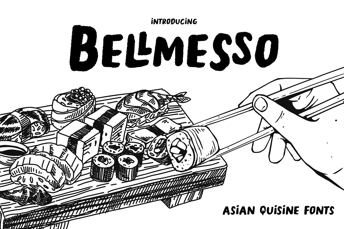 Bellmesso - Asian Quisine Fonts, a Handwritten Font by Konstantine Studio (Photo 1 of 7)