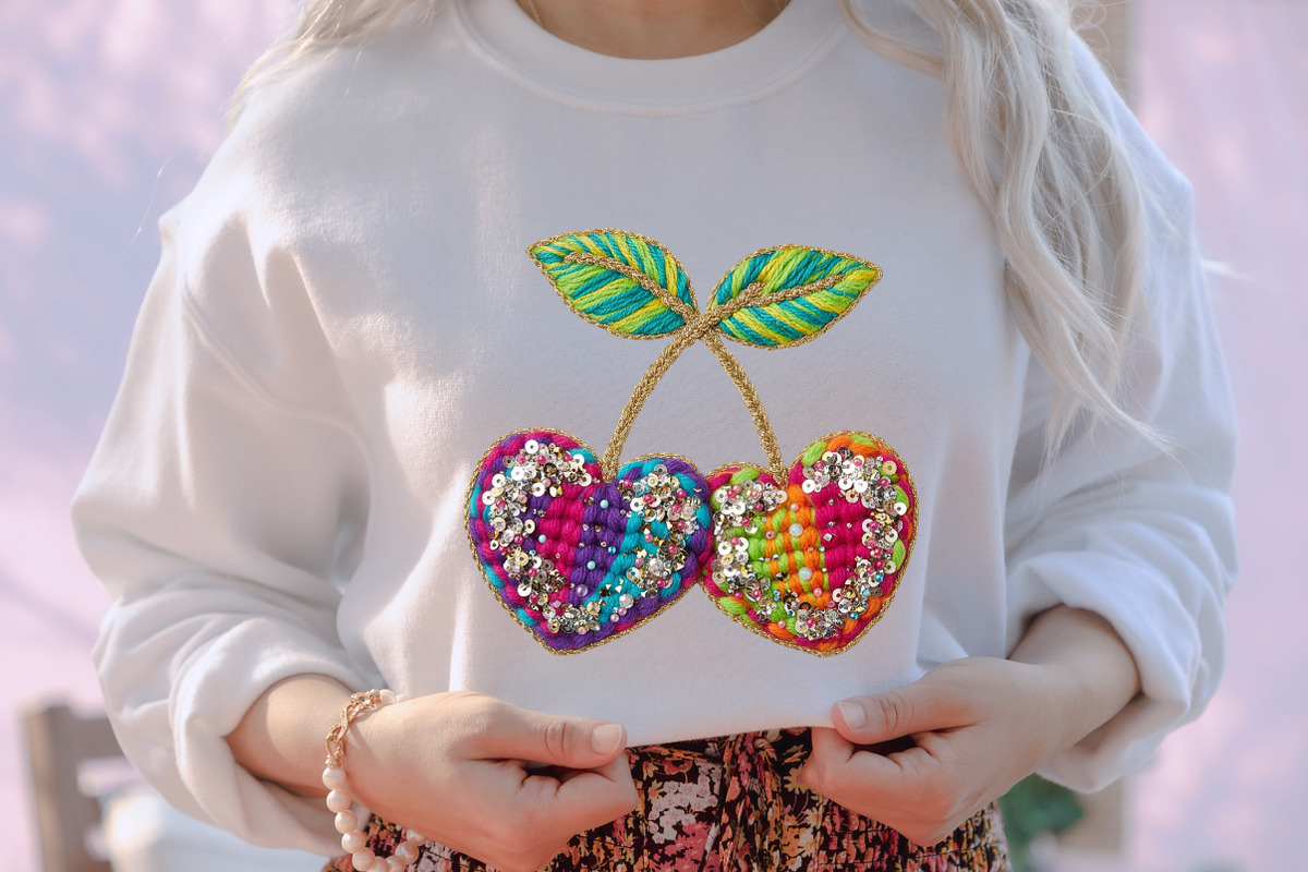 Faux Yarn Valentine Cherry Hearts Pn, an Illustration by designcity5 (Photo 6 of 8)