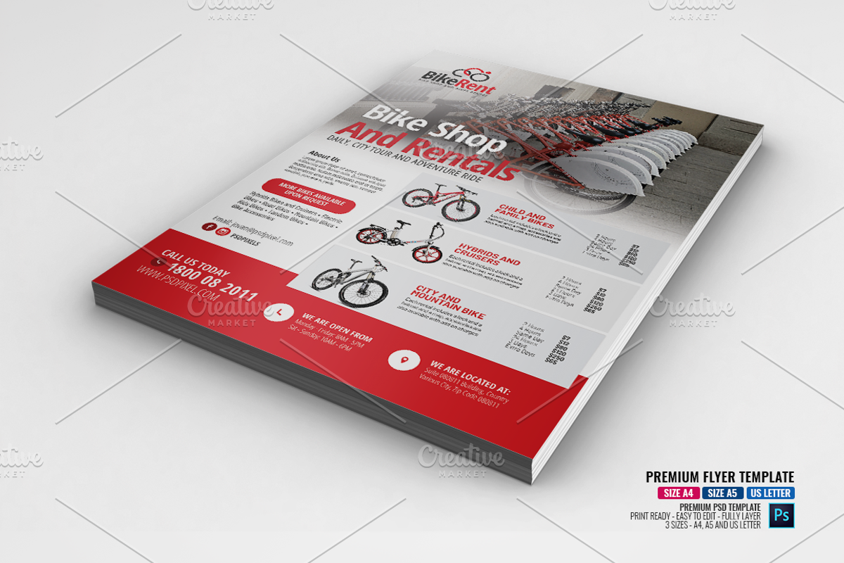 Bicycle Rental Company Flyer, a Flyer Template by PSDPixel (Photo 2 of 5)