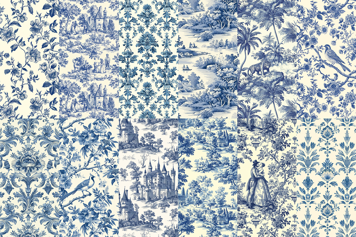 Toile de Jouy Print Design Patterns, a Pattern Graphic by Olya Creative (Photo 3 of 24)