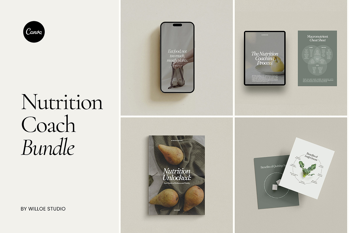 Nutrition Coach Bundle - Canva, a Social Media Template by Willoe Studio (Photo 1 of 9)