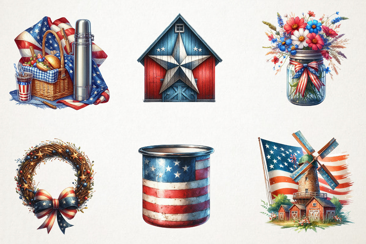 Rustic 4th of July Clipart, an Illustration by RobertsArt (Photo 2 of 7)