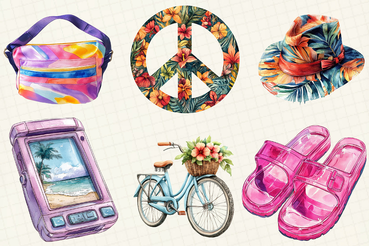 90s Retro Summer Clipart, an Illustration by OK Design (Photo 5 of 5)