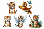 Cute Tiger Cub Clipart Collection, an Illustration by DreamPrint404 (Thumbnail 4 of 4)