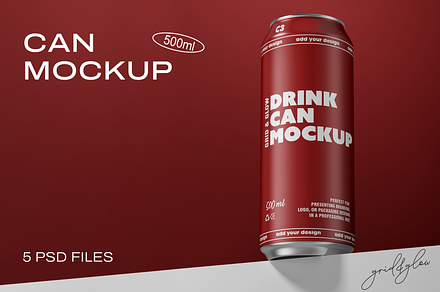 Drink Can Mockup - 500ml, a Packaging Mockup by Grid & Glow