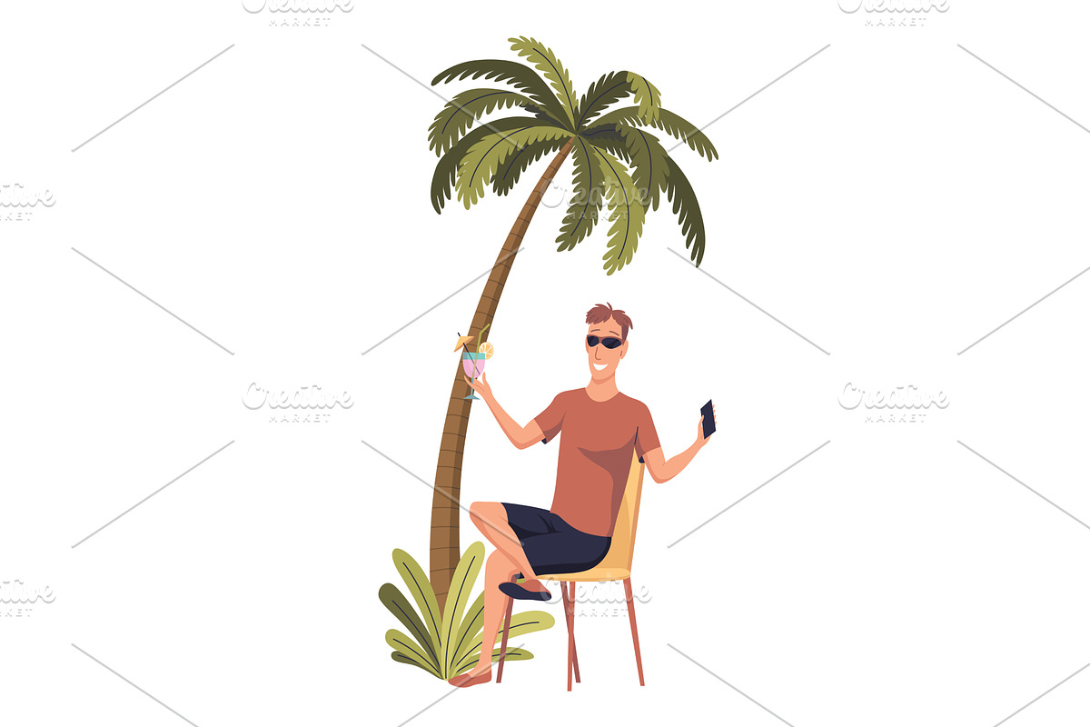 Man Freelancer in Summer on, an Object Illustration by Things for designers