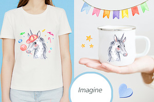 Watercolor Unicorn Sublimlimation