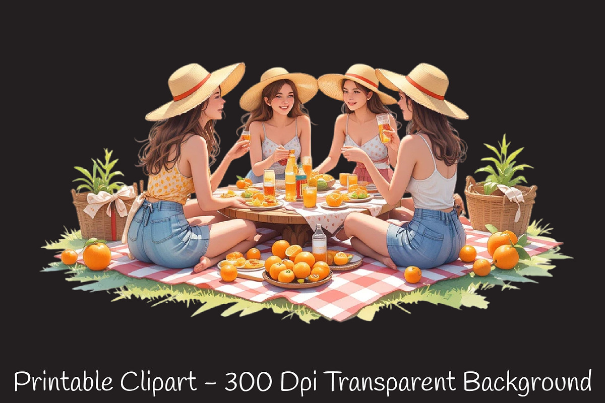 Orange Summer Friends Watercolor Png, an Illustration by RobertsArt (Photo 4 of 8)