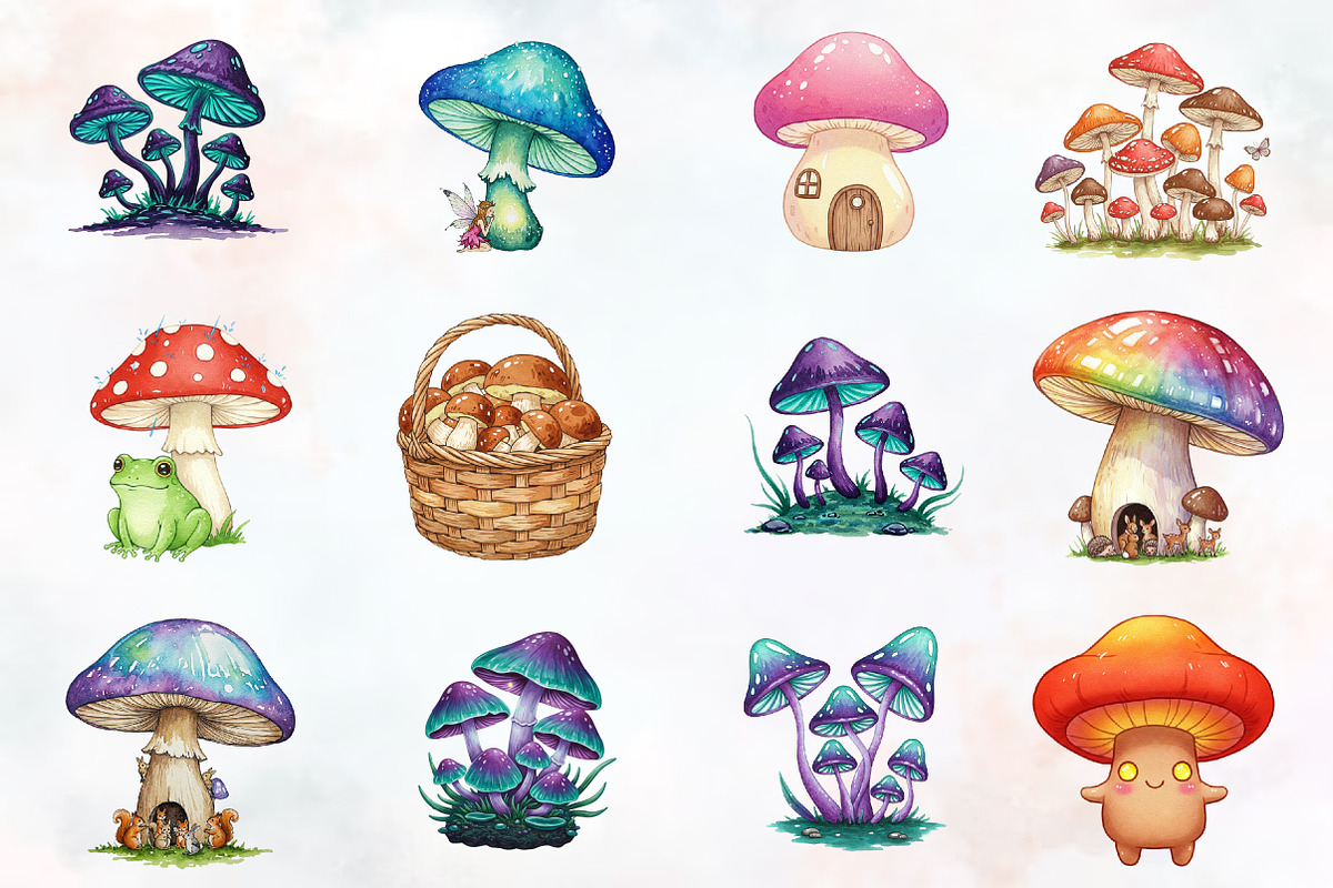 Summer Mashrooms Clipart, an Illustration by RobertsArt (Photo 2 of 7)