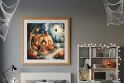 Halloween Pumpkin House with Witch, a Background Graphic by Floraphoria (Thumbnail 3 of 10)