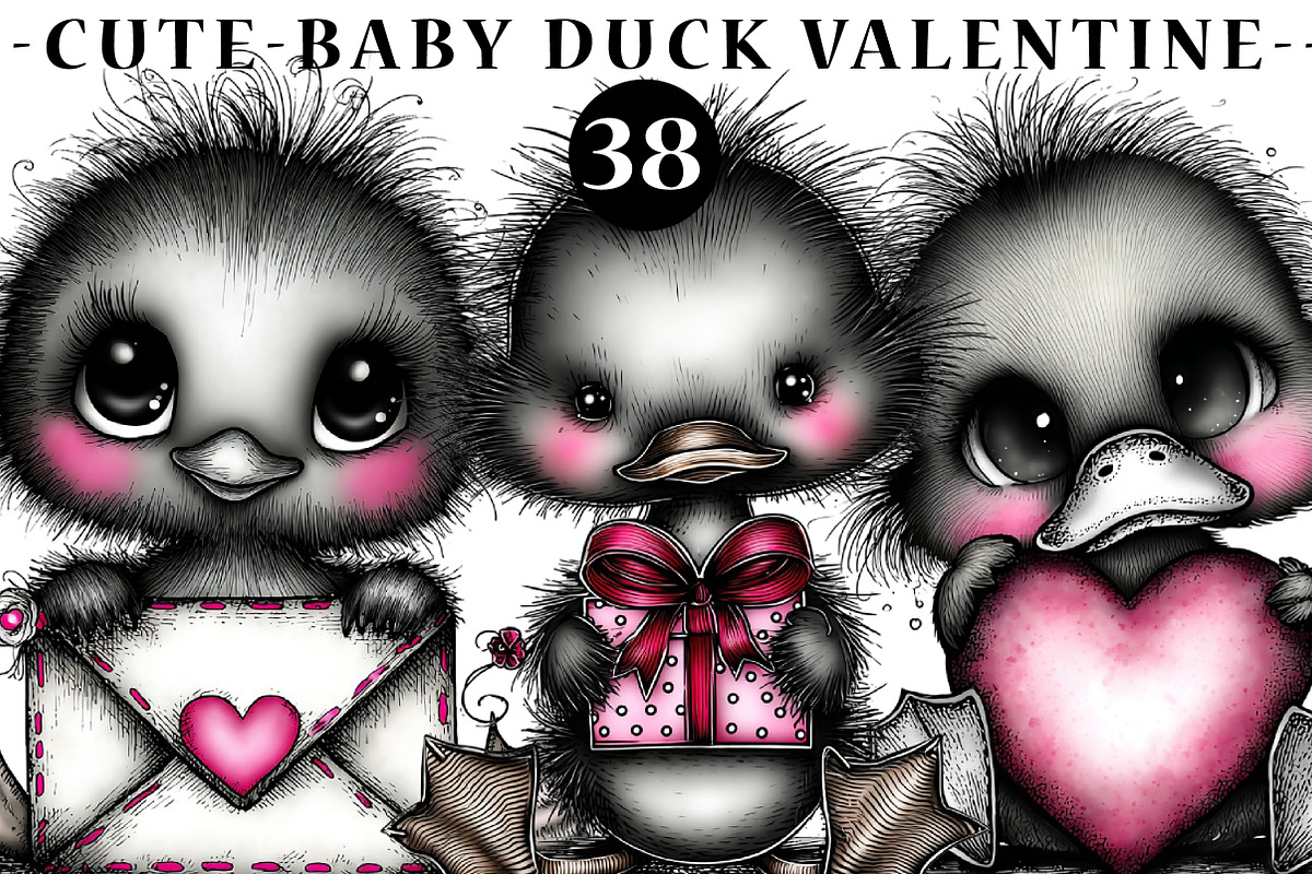 Cute baby duck valentine clip-art, an Illustration by CreationArt (Photo 1 of 5)