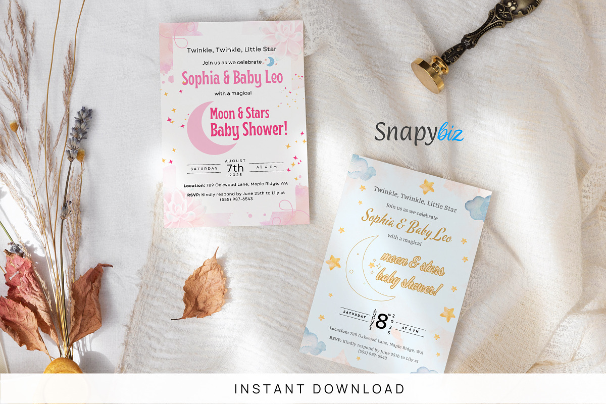 Over the Moon Baby Shower Invitation, an Invitation Template by Snapybiz (Photo 1 of 9)