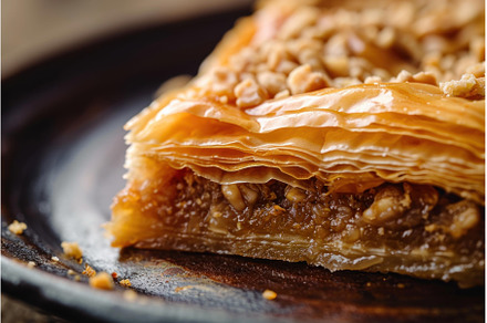 Baklava arabian dessert closeup, a Food & Drink Photo by Ylivdesign