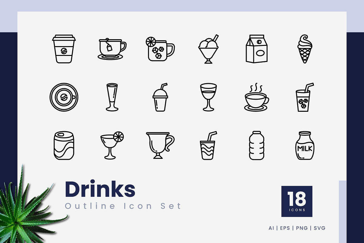 Drinks Outline Icons, an Outline Icon by Zeer Graphic (Photo 2 of 2)