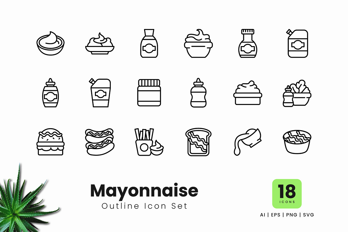 Mayonnaise Outline Icons, an Outline Icon by Zeer Graphic (Photo 2 of 2)