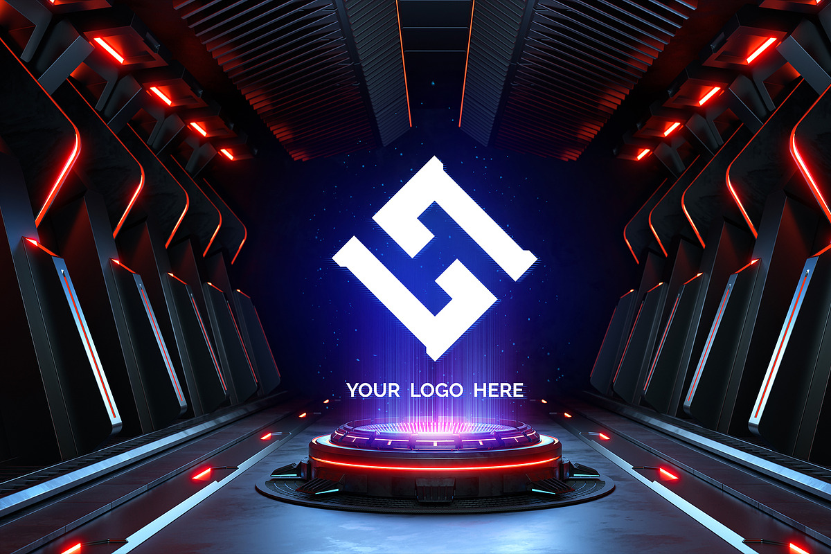 Futuristic pedestal Logo mock-ups, a Product Mockup by S_design (Photo 11 of 12)