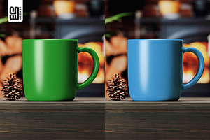 Coffee Mug On A Wooden Table Mockup