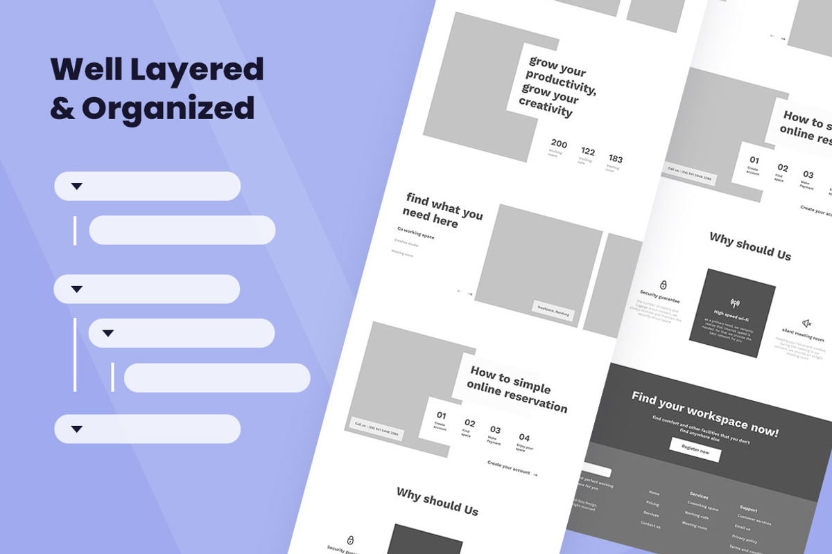 Coworking Space Wireframe Website, a Wireframe Template by INSPR STD (Photo 5 of 6)