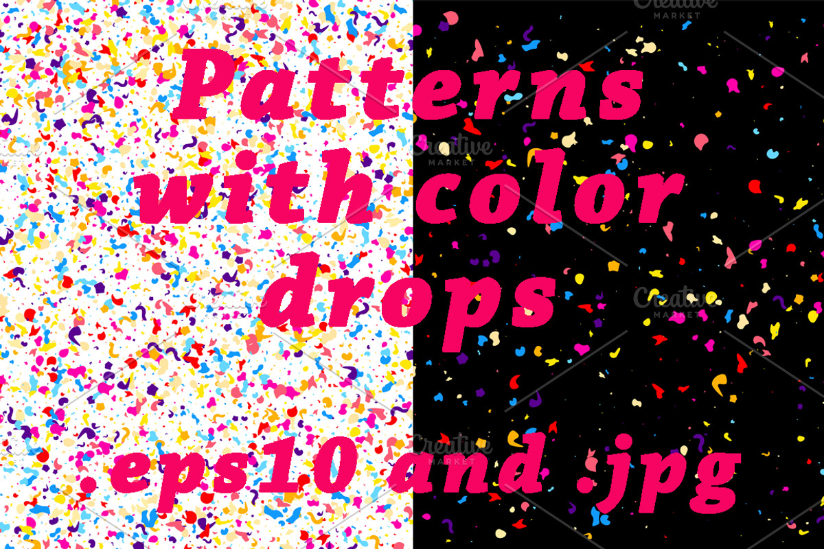 Set of 5 patterns with color drops, a Pattern Graphic by Vjom