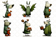Hand Drawn Christmas Animals Clipart, an Illustration by Black Bird Studio (Thumbnail 2 of 6)