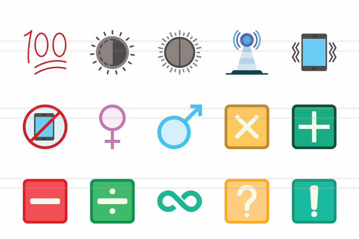 45 Symbols Flat Multicolor Icons, an Icon by IconBunny (Photo 2 of 2)