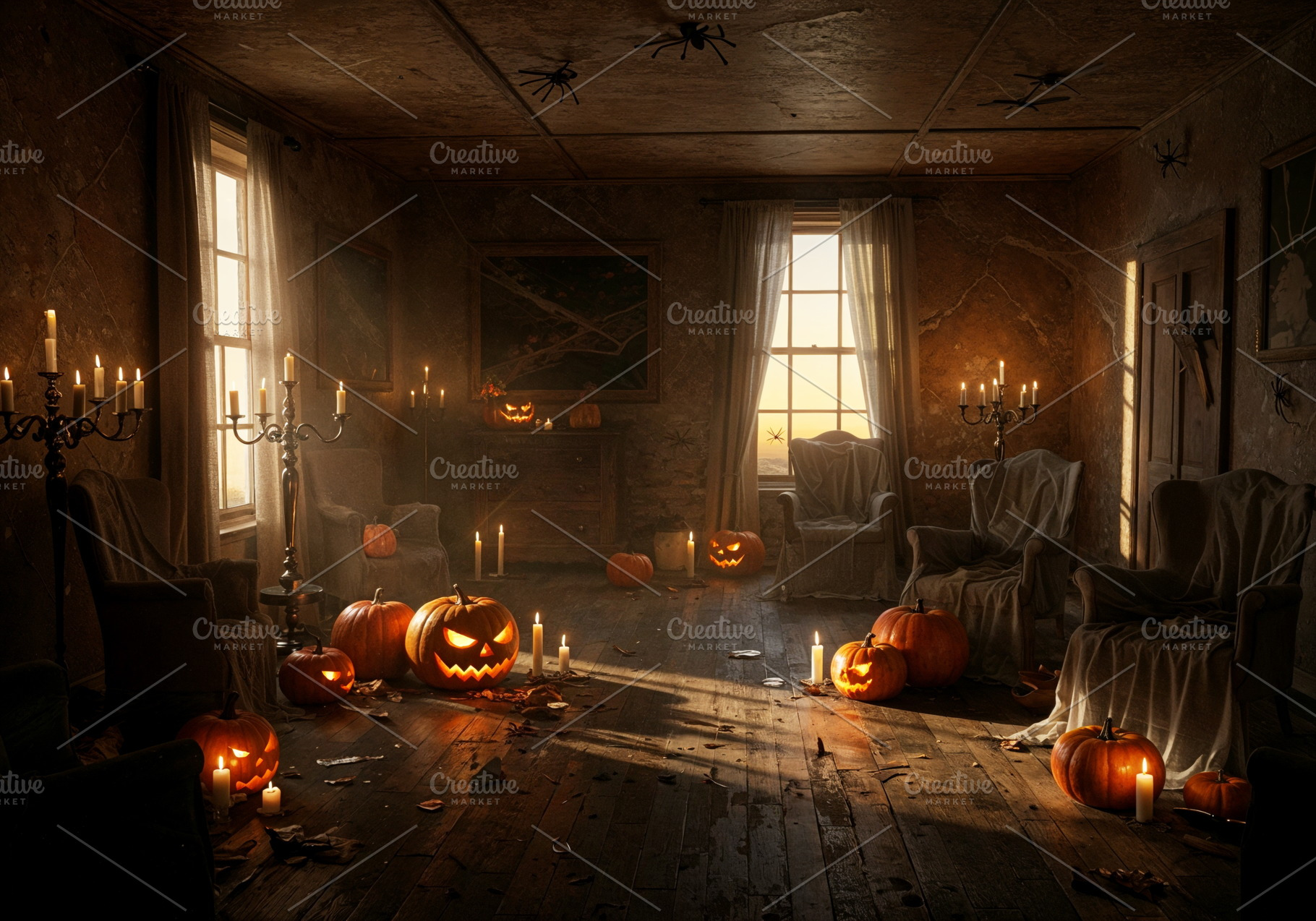 An abandoned Hallowen room decorate, a Holiday Photo by Volff
