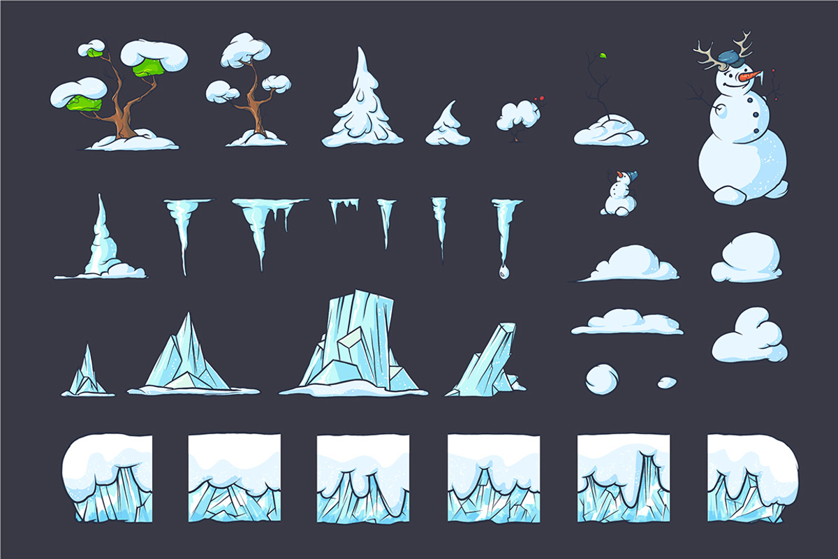 Winter Tile set for Platform Game, an Object Graphic by Andrew Bzh. (Photo 3 of 5)