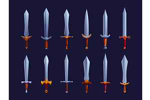 Medieval swords. Cartoon ancient, an Illustration by Valerie Bodnar