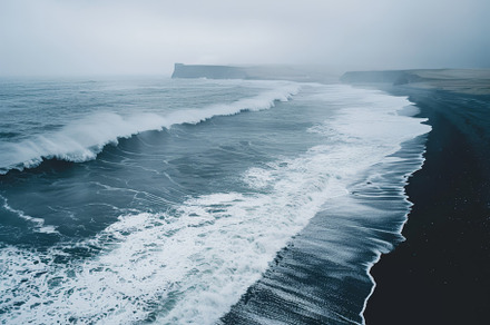 The turbulent ocean waves crash agai, a Photo by Tanuart