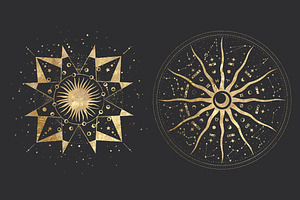 Golden Kaleidoscope. Vector Graphics