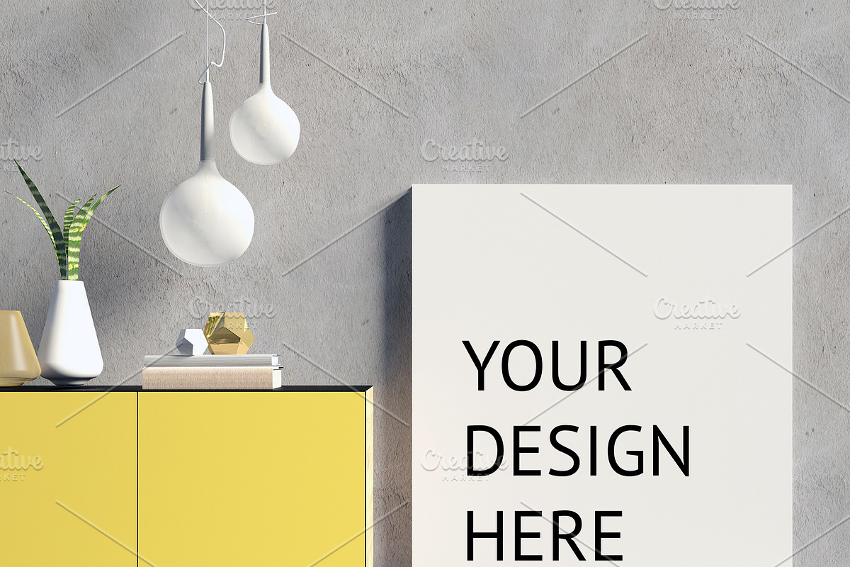 9 mock up poster frame in interior, a Print Template by ChromiumHeart (Photo 2 of 10)