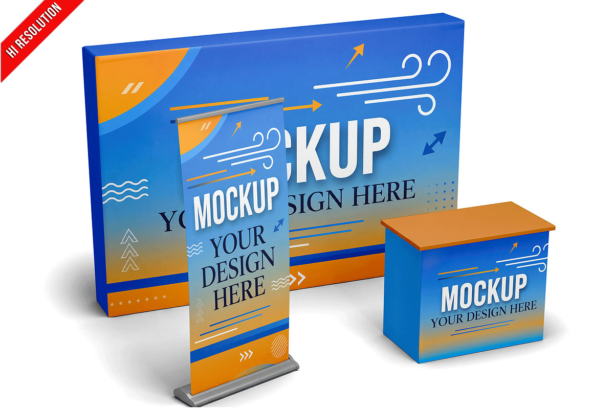 Exhibition Stand Rollup Banner C PSD, an Advertising Mockup by Bruno's Shop (Photo 1 of 3)