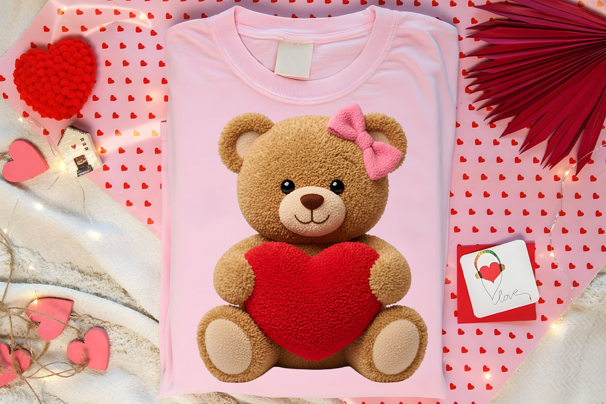 Faux Yarn Valentine's Day Teddy Bear, an Illustration by Canvas Craft (Photo 2 of 6)