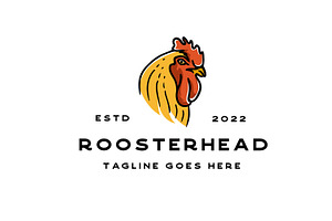 Vintage Rooster Head Logo Design