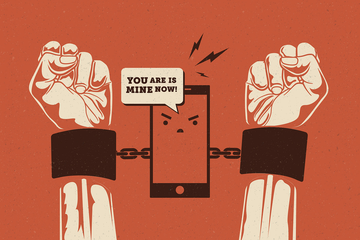 Smartphone addiction, a Technology Illustration by Crafter