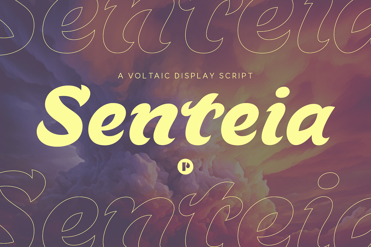 Senteia | Voltaic Brush Typeface, a Serif Font by Pedroglifos (Photo 1 of 12)