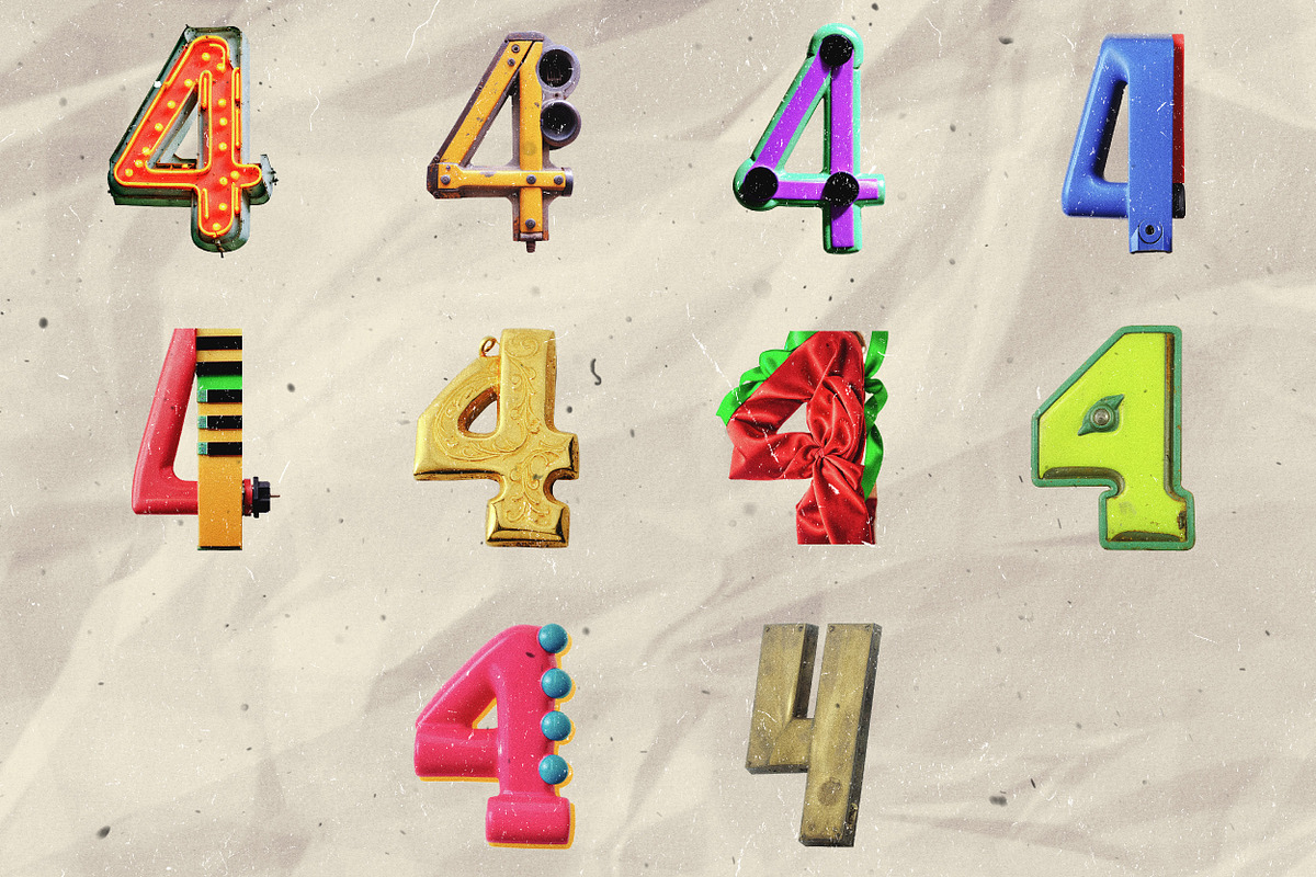 100 Stylized Numbers for Collage Art, an Object Graphic by Megan Aili Designs (Photo 5 of 12)