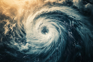 Powerful hurricane spirals over the, a Nature Photo by MistyDay