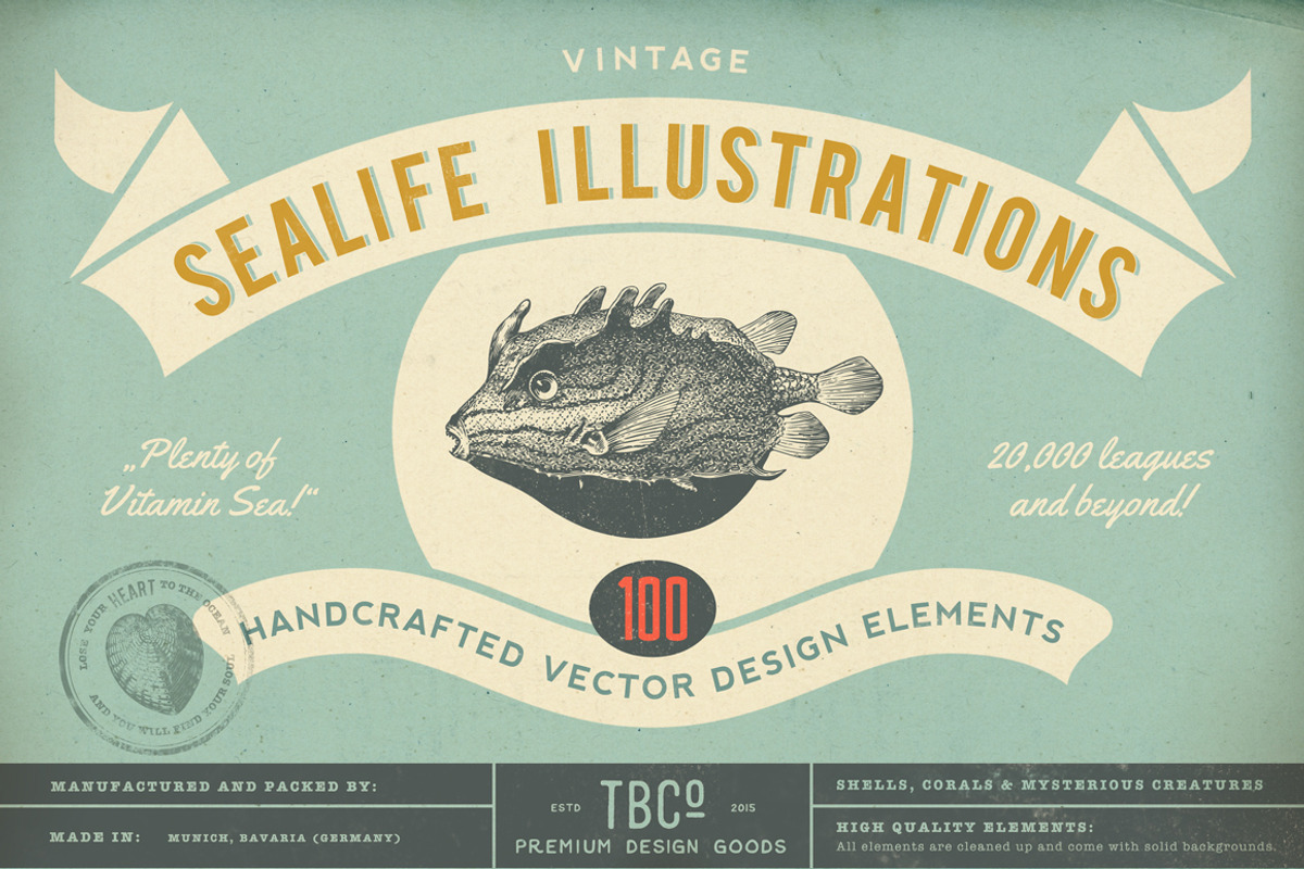 SALE! 100 Sealife Illustrations, an Animal Illustration by Anja Kaiser (Photo 6 of 6)