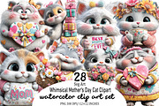 Whimsical Mother's Day Cat Clipart B, an Illustration by SVGArt (Thumbnail 1 of 9)