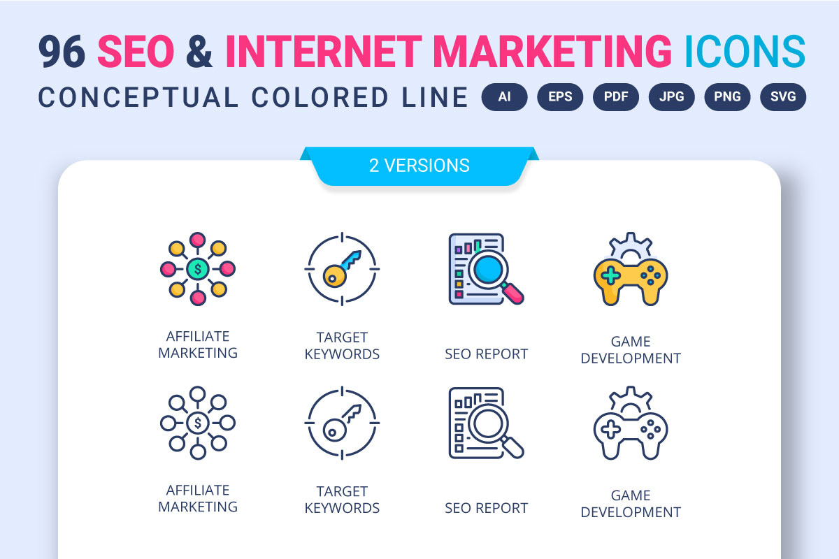 96 SEO and Internet Marketing Icons, an Outline Icon by vectorstank (Photo 1 of 4)